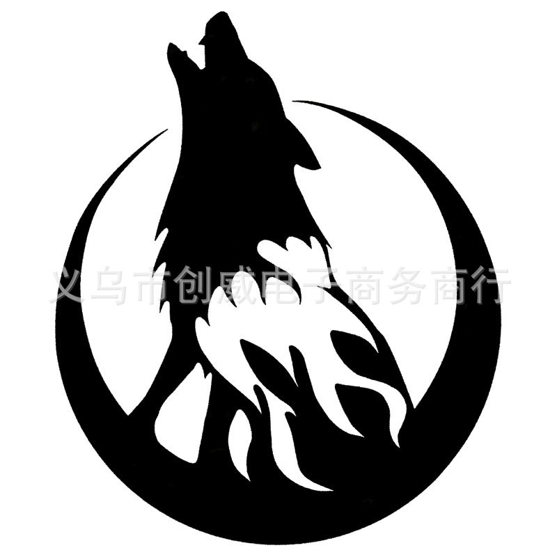 跨境专供速卖通狼图腾车贴反光车贴狼望月咆哮汽车贴纸反光狼贴纸
