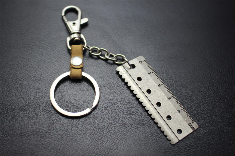 精准5cm刻度尺钥匙扣 牛皮中间件连接狗扣钥匙圈 韩流饰品包挂件