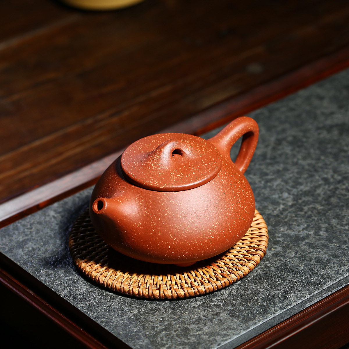 宜兴紫砂壶原矿龙血砂石瓢茶壶 名家手工功夫茶具泡茶壶一件代发