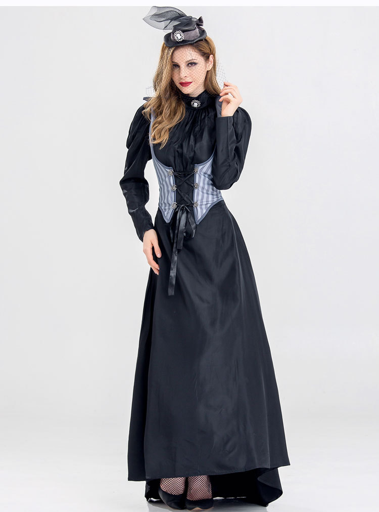 女杀手服装贵族公主裙黑色长裙套装化妆舞会主题派对舞台ds演出服