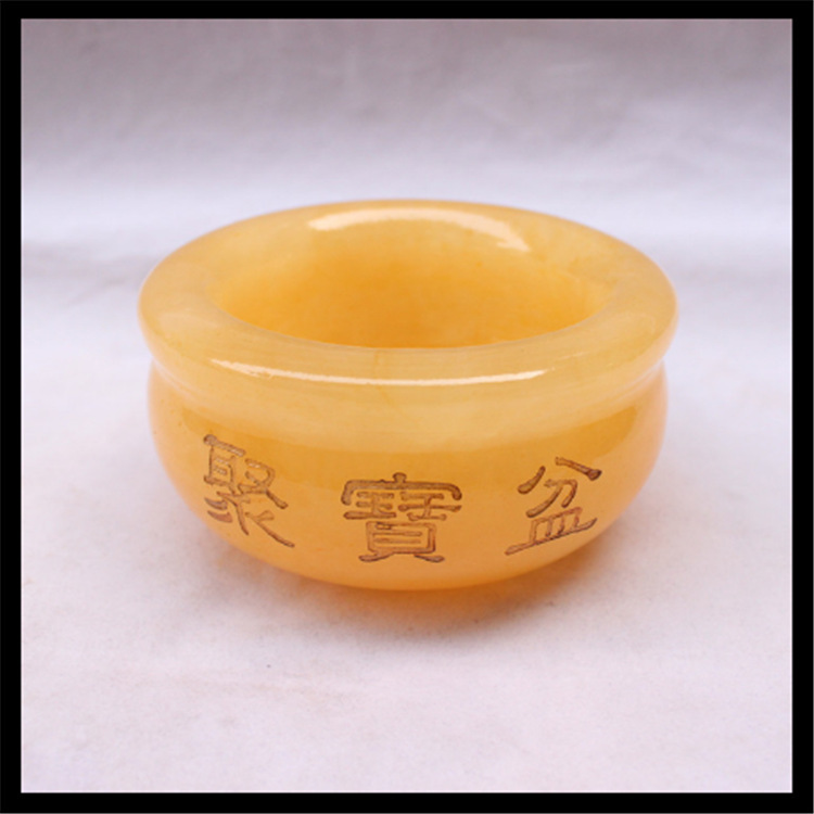 碳酸盐质玉米黄玉聚宝盆金元宝玉石玉器办公摆设摆件厂家直销