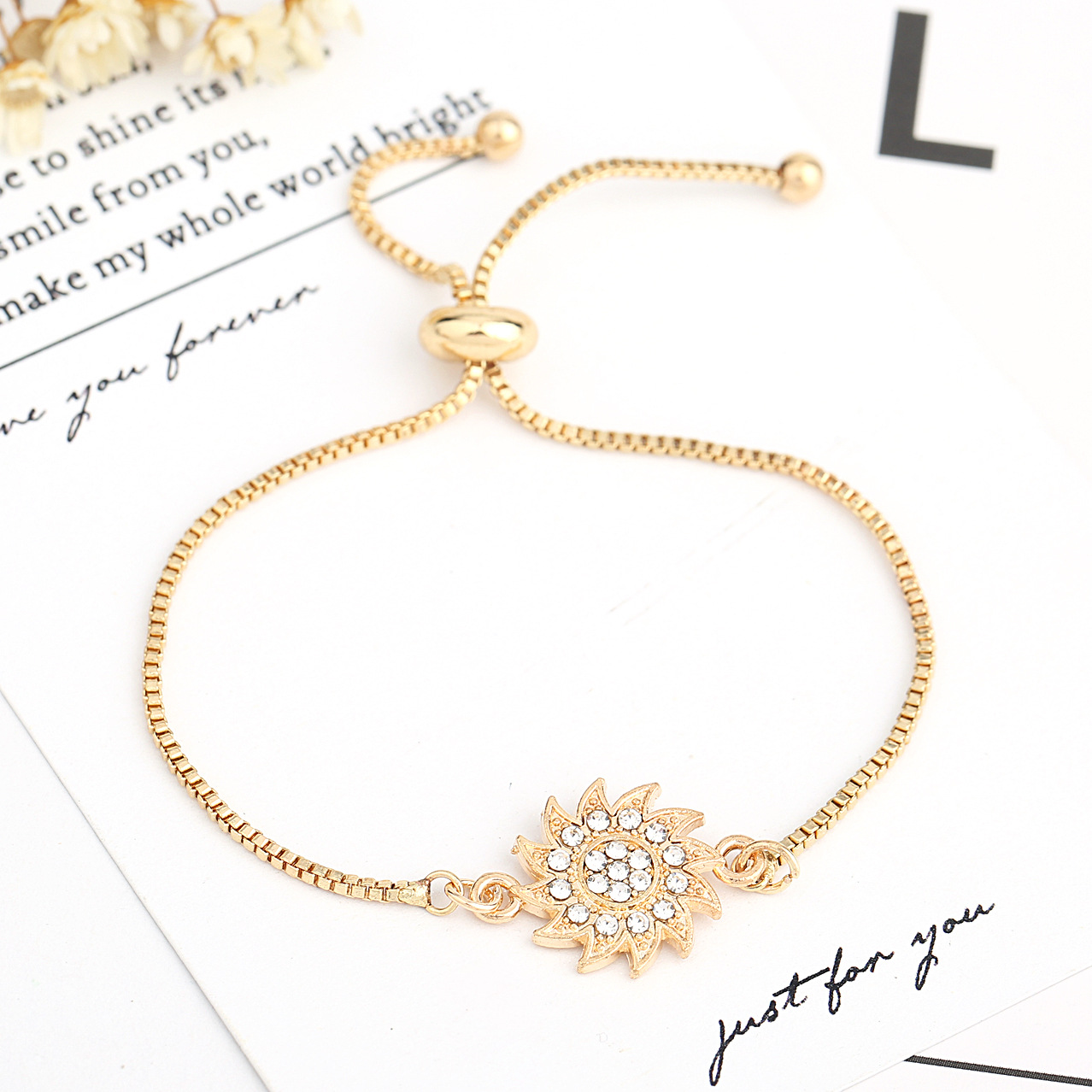 欧美热销跨境爆款 镶钻大风车拉伸盒子环保合金手链女士