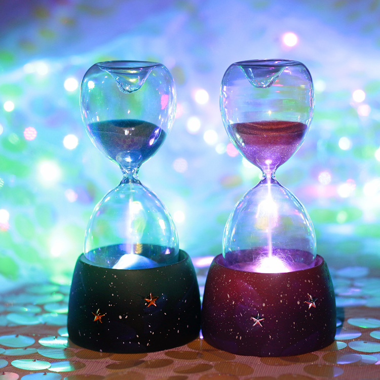 新款浪漫星空带灯桌面沙漏计时器书桌工艺品礼品树脂摆件家居装饰