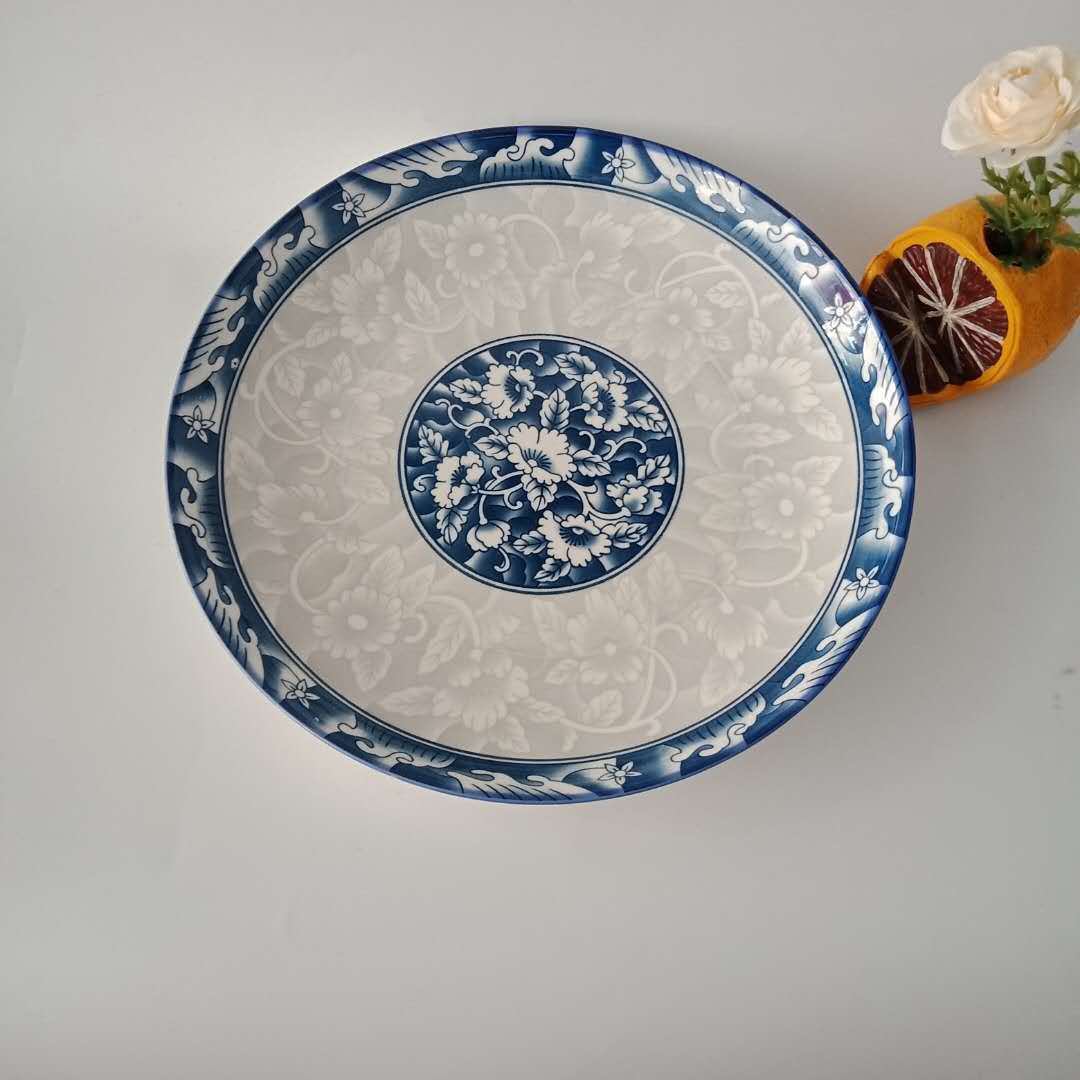 10寸青花瓷陶瓷饭盘果盘青花瓷003系列 酒店厨房餐盘陶瓷碗盘批发