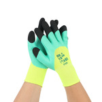 前程吉星透气针织劳保手套 防滑耐磨加强指浸胶劳保手套