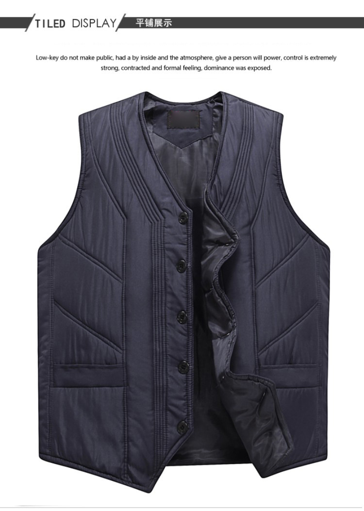 秋冬季男士棉马夹背心中老年加厚保暖坎肩爸爸宽松棉马甲