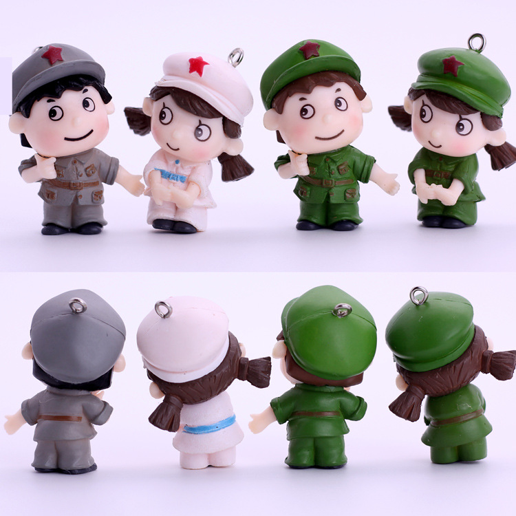 情侣卡通公仔 塑料摆件 知识青年钥匙扣挂件 学生女孩包包配件