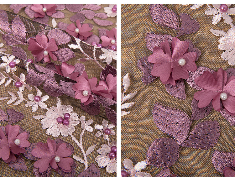 电脑绣花平绣韩国网手工钉珠立体花婚纱礼服头巾面料