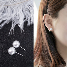 s925银淡水珍珠耳钉女气质韩国个性耳饰时尚简约百搭防过敏耳环