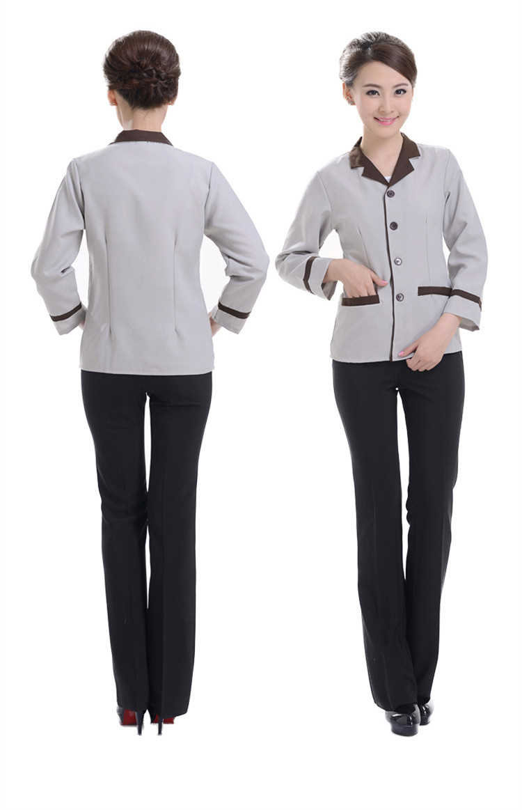 亚麻保洁工作服女长袖春秋冬装酒店宾馆客房物业清洁工阿姨保洁服