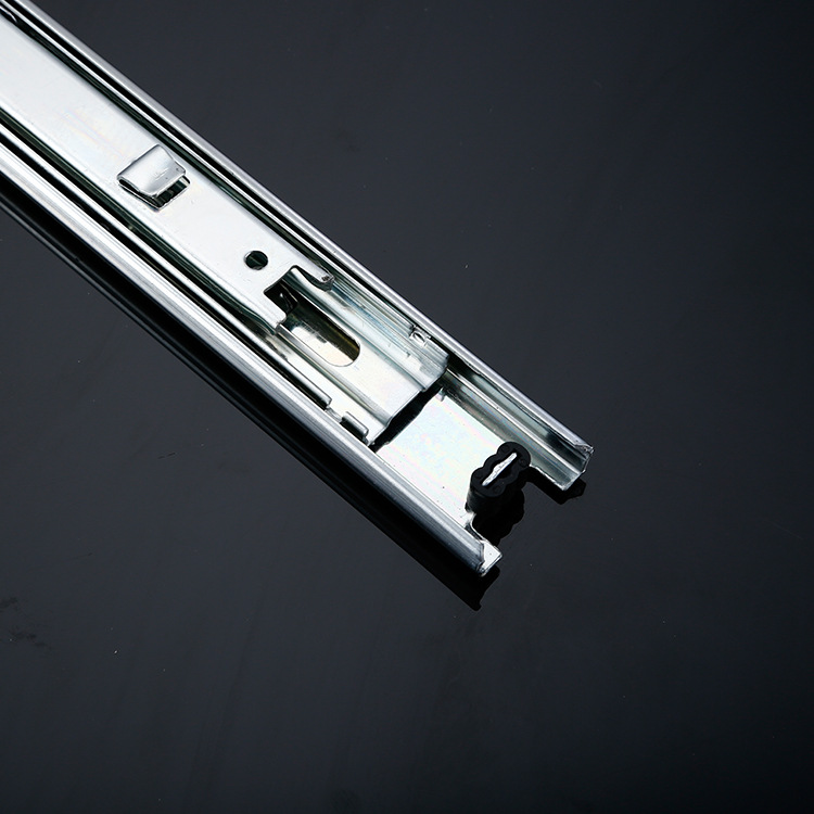 批发3612卡式滑轨三节抽屉滑轨缓冲冷轧钢轨道卡扣挂钩阻尼滑轨