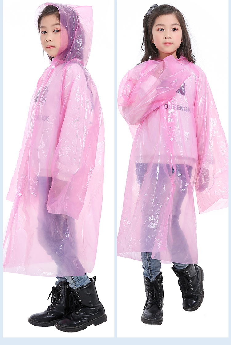 前开口式小学生儿童一次性雨衣加厚透明户外旅游批发厂家直销