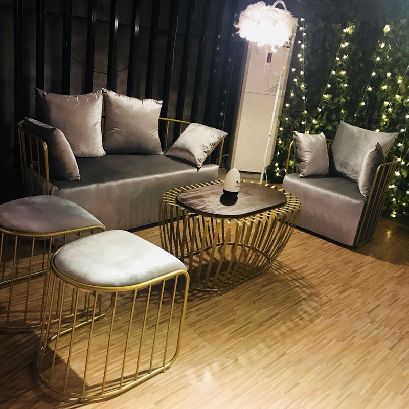 办公室沙发铁艺现代简约接待小型创意大厅客户休息区休闲茶几组合