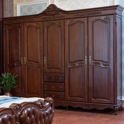 红木家具欧式大衣柜 花梨木储物柜卧室四五门衣柜 花梨木美式衣橱