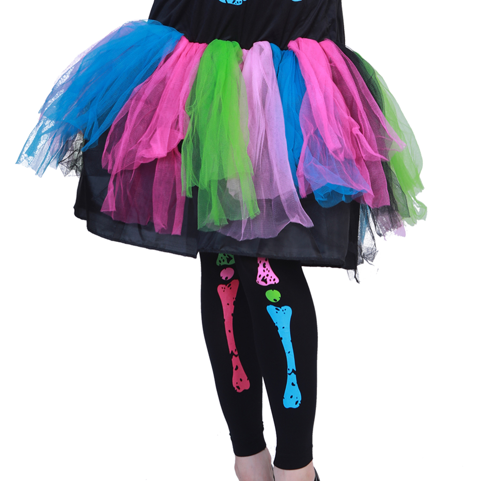 亚马逊wish跨境供应万圣节多彩庞克骷髅演服装halloween连衣女装