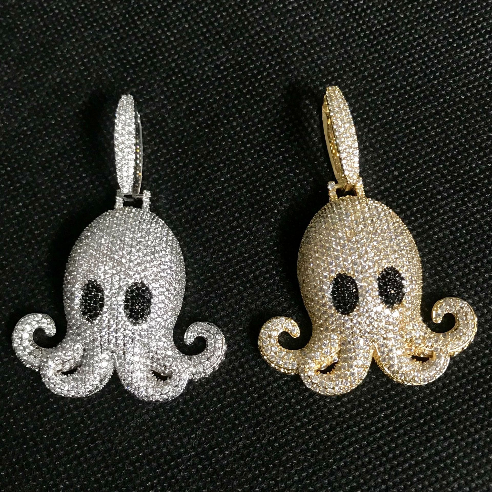 艾米丝新品嘻哈男士章鱼吊坠项链满钻闪亮微镶欧美亚马逊ins爆款