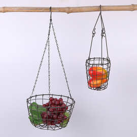 铁艺吊篮 简约式铁丝编织水果吊篮 精美时尚创意悬挂式镂空吊篮