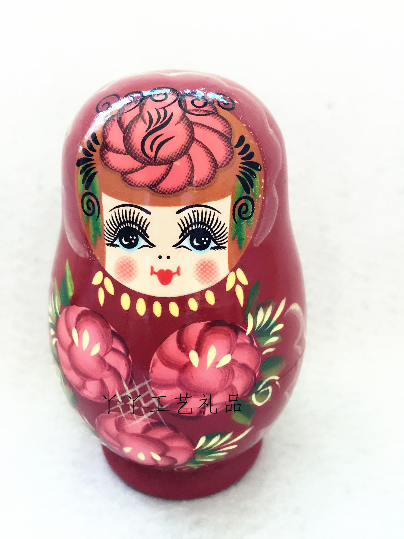 五层小肚红色女孩俄罗斯套娃娃木制玩具工艺礼品生日圣诞礼物定制
