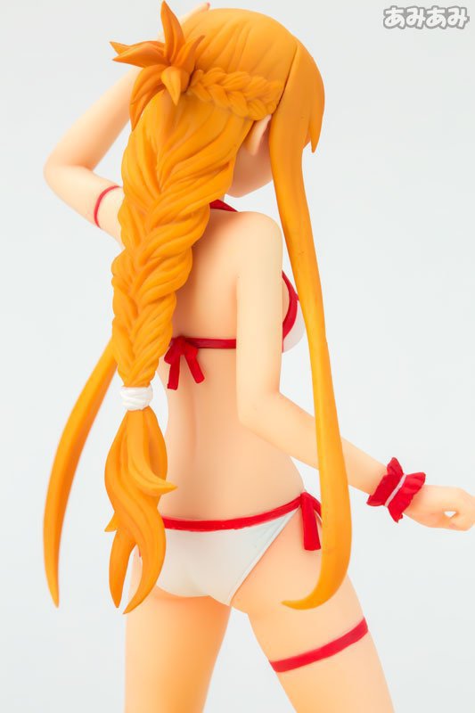 wave刀剑神域 亚丝娜 水着 跪着 泳装电击屋手办 模型人偶公仔