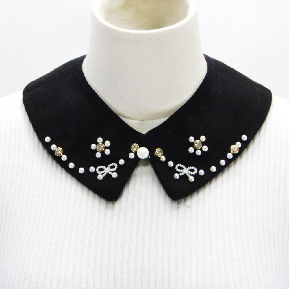 速卖通爆款 毛呢钉珠假领子钉钻毛衣装饰领彼得潘领 fake collar