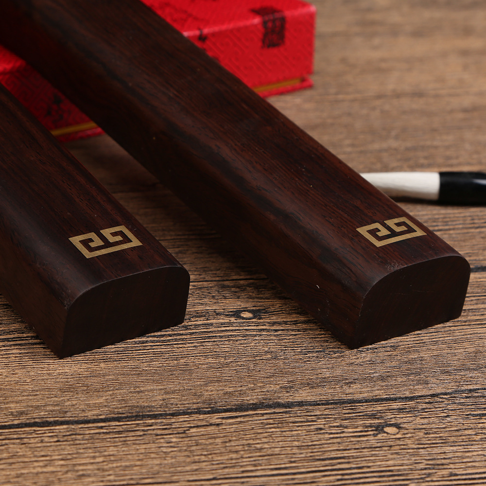 黑檀木镇纸镇尺 木创意红木文镇 简约文房四宝压纸学生书法镇尺
