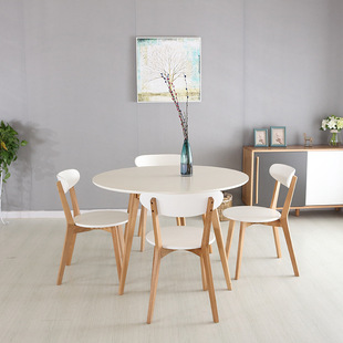 实木餐桌椅组合现代简约小户型圆形吃饭桌子圆桌子家用木桌圆餐桌