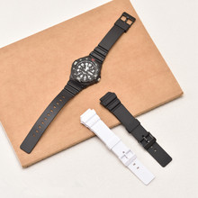 适配咔西欧MRW-200H树脂表带 男款亮光黑色白色手表配件 凸口18mm