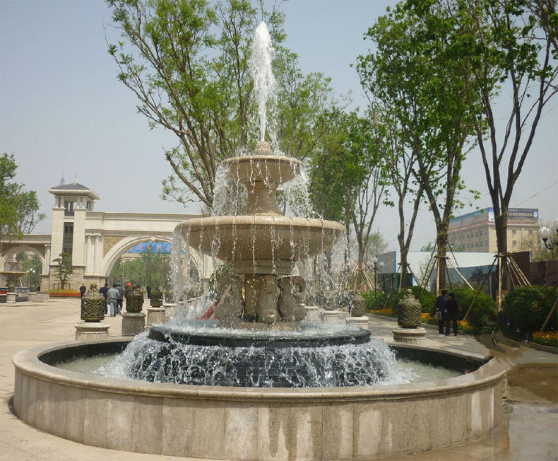 小天使人物欧式喷泉 石雕吐水天鹅 大型园林水景雕塑 定制fpq-309