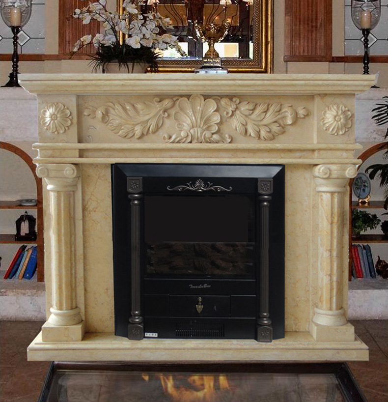 大理石雕刻壁炉 欧式雕花壁炉 客厅装饰壁炉架06