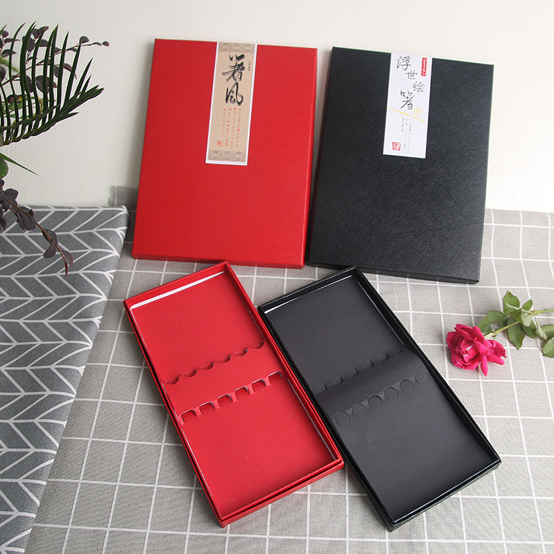 现货10双6双装筷子包装盒 硬壳筷子礼品盒天地盖彩色包装纸盒 促