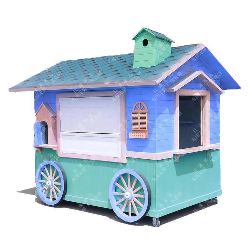 田园移动木屋售货亭卡通流动摊位花车实木售货亭颜色多彩工厂定做