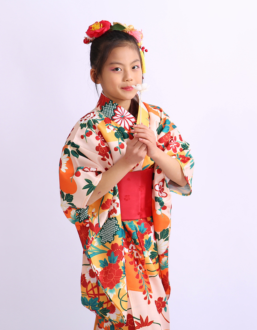 儿童和服振袖日本和服粉色正装秋冬加厚防皱材质日系公主舞台表演