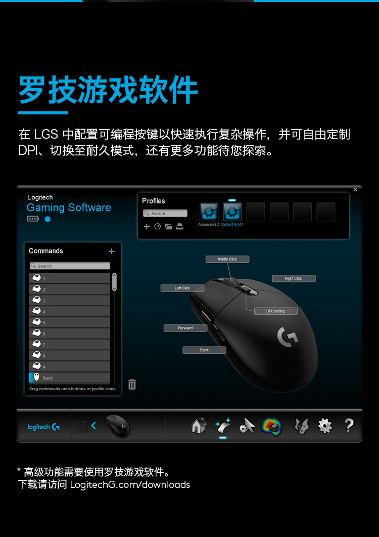 罗技g304无线游戏鼠标 绝地求生吃鸡鼠标 宏编程鼠标 g102无线版