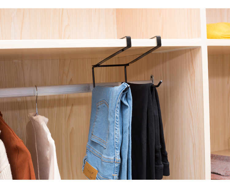 黑白大师免钉橱柜铁艺挂架 衣柜挂衣架厨房创意收纳双排挂钩