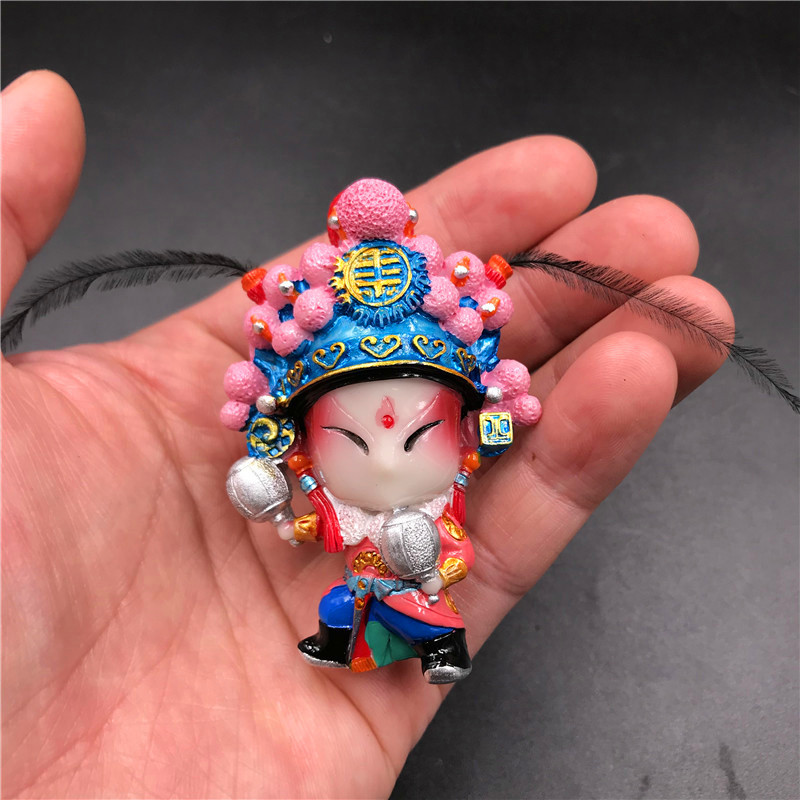 树脂京剧戏曲人物卡通冰箱贴戏博士弹簧脸谱磁性立体中国特色礼品