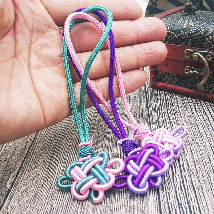 diy手工中国结配件 双色编织结吉祥结车挂挂饰绳材料 流苏绳挂结