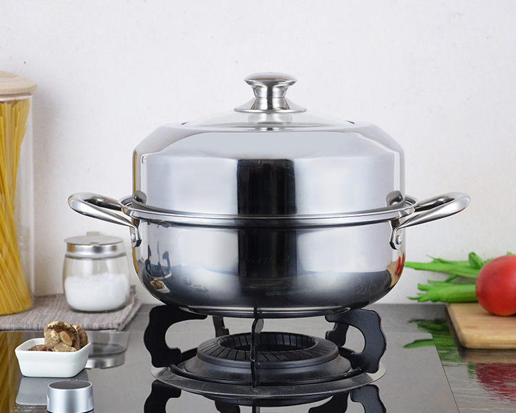 不锈钢加厚汤锅 不锈钢多用汤蒸锅 一件代发 28cm不锈钢双层锅