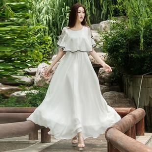 白色超长连衣裙