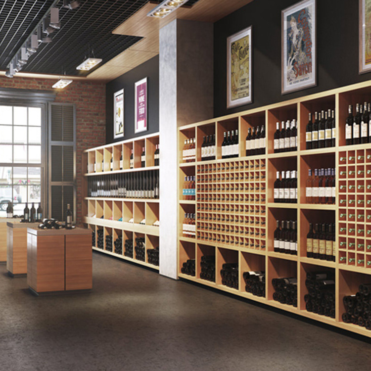 厚海厂家商店卖红酒展示柜整店制作酒庄酒柜木质格子洋酒柜中岛台