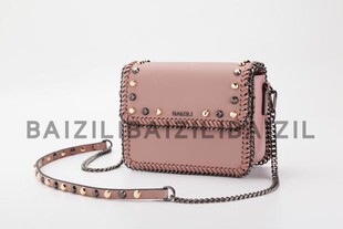 伯姿莉女包6632-15327链条铆钉装饰背带单肩斜挎休闲