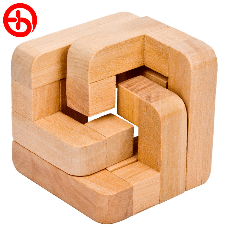 三人行 古典木制 鲁班球 孔明锁 老少皆宜 挑战iq 解锁 环抱锁