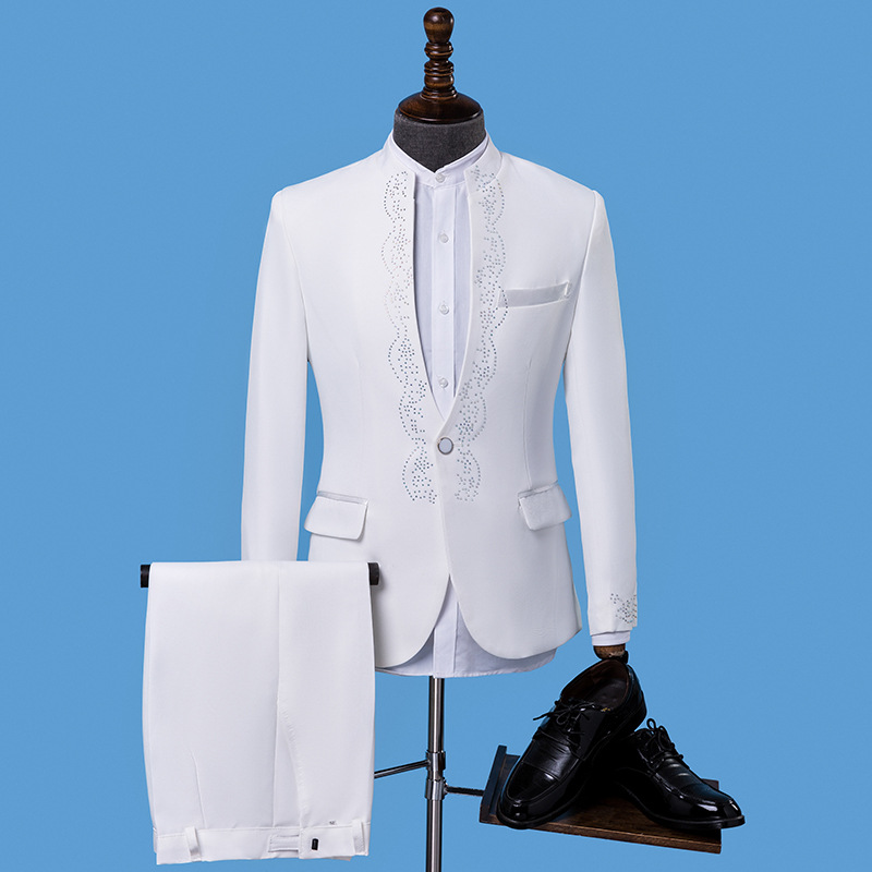 新品大合唱团演出服男士礼服主持人服装影楼西服修身舞台司仪男装