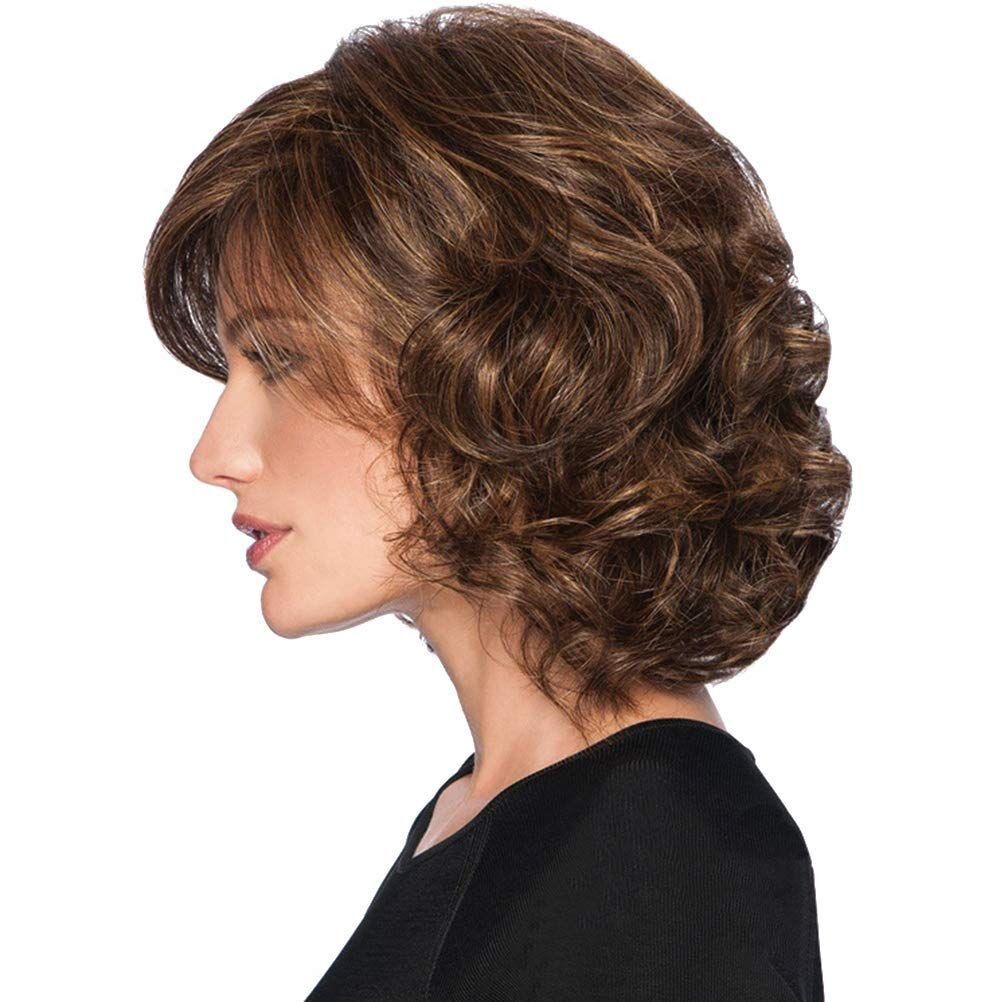 中老年假发女 蓬松修脸假头套玫瑰网高温丝化纤高档假发厂家批发