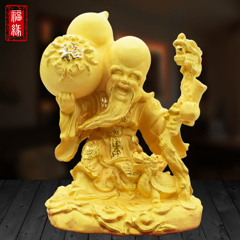 绒沙金寿公摆件家居摆设创意礼品长寿工艺品礼品福寿双全祝寿礼品