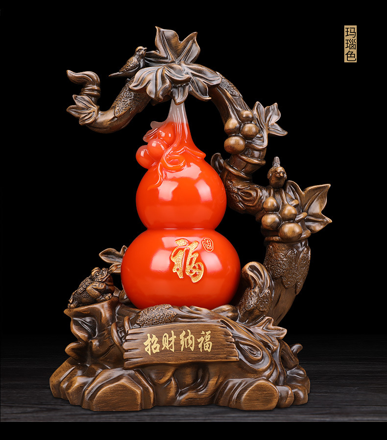 招财纳福葫芦摆件工艺品家居摆设酒柜创意客厅乔迁装饰品开业礼品