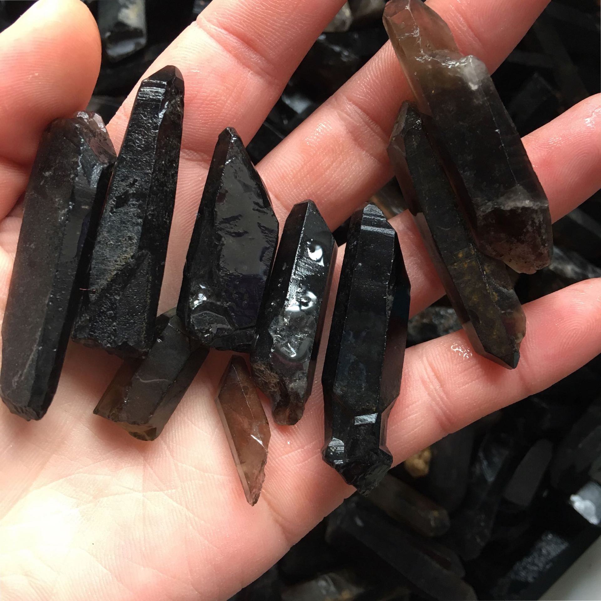 茶水晶原石柱原矿石裸石毛料单晶柱黑水晶超值热卖