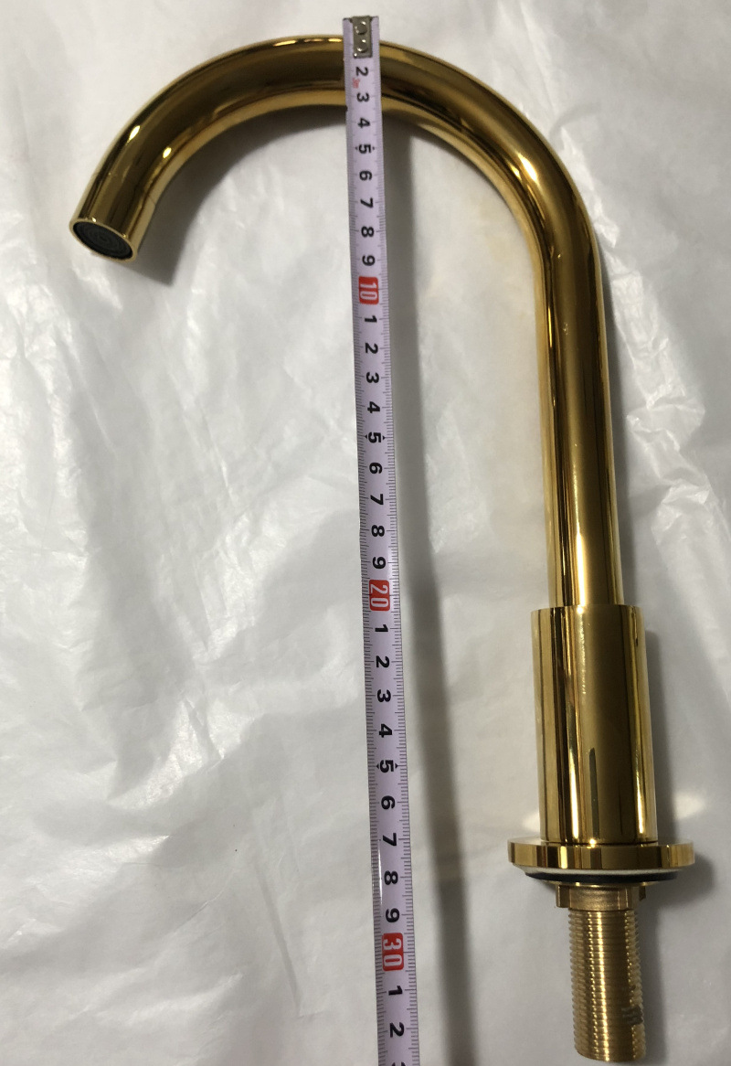 铜大弯七字管镀金黑分体三孔八寸中孔立式出水口可转动面盆水龙头