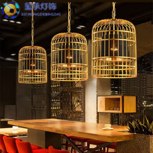中式铁艺餐厅吊灯创意个性火锅店阳台走廊咖啡厅金色鸟笼灯具
