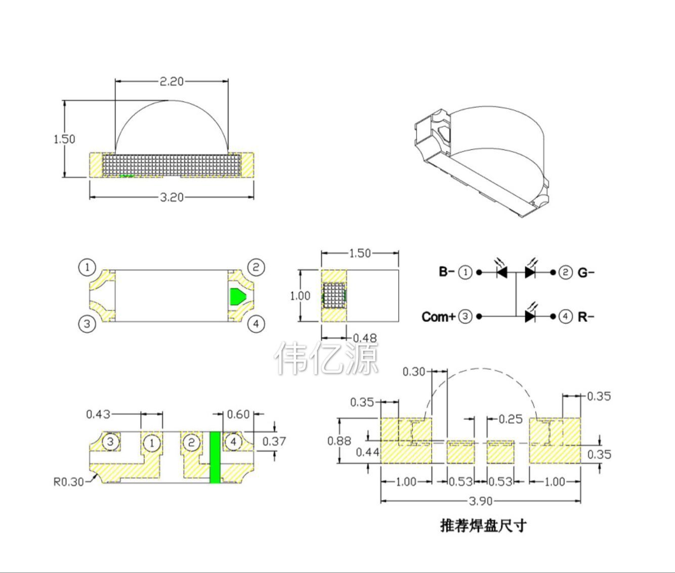 厂家直销1206侧rgb全彩led卧贴式灯珠1204rgb侧面红蓝绿 量大价优