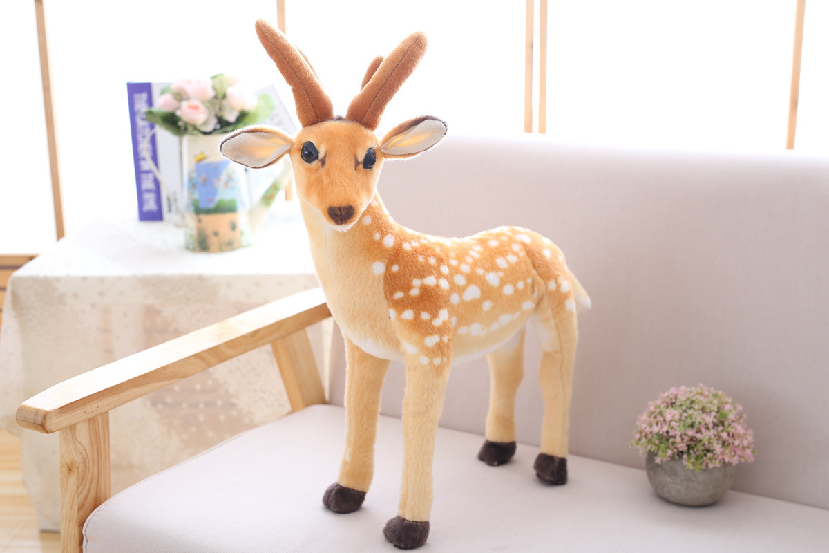 批发创意仿真梅花鹿公仔小鹿毛绒玩具拍照道具玩偶生日礼物